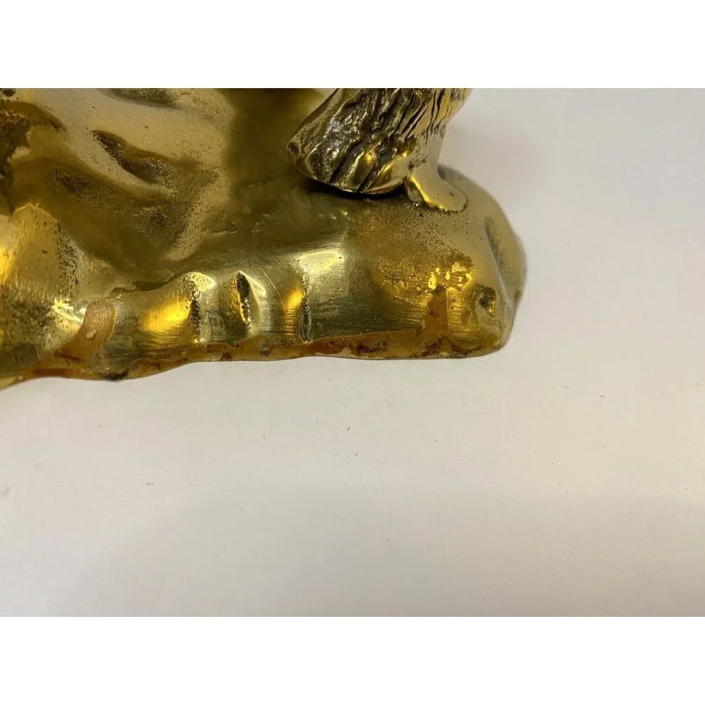 Vintage Brass Bear on‎ Rock Mountain Large 9” Made in Korea See All Pics As Is